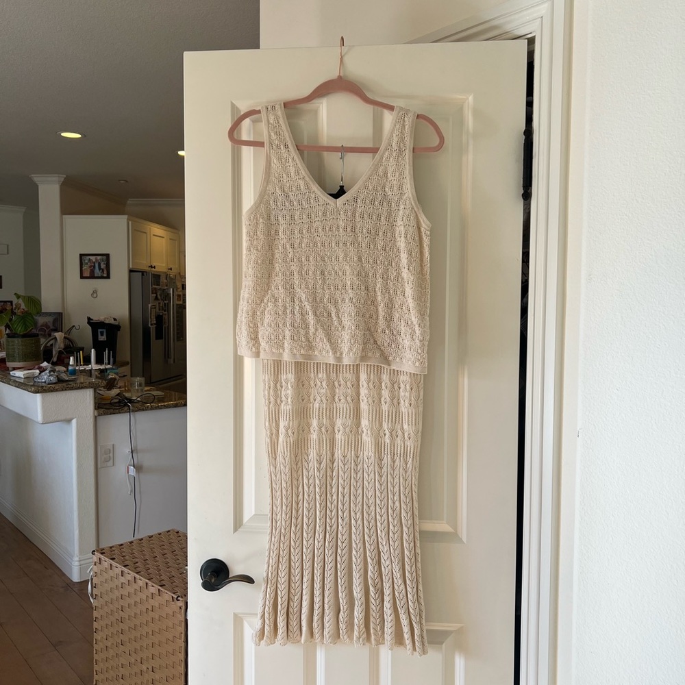 Z Supply Cream Crochet Knit Skirt Set